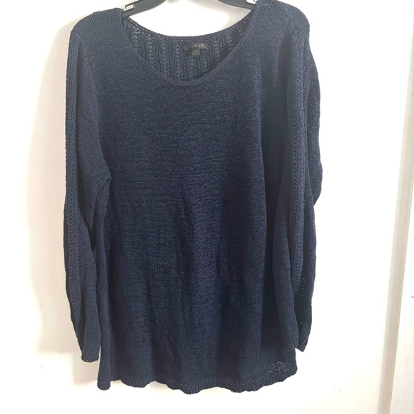 Rachel Zoe Sweater Womens Navy Open Knit XXL preppy capsule classic Fall Coastal - Picture 1 of 6